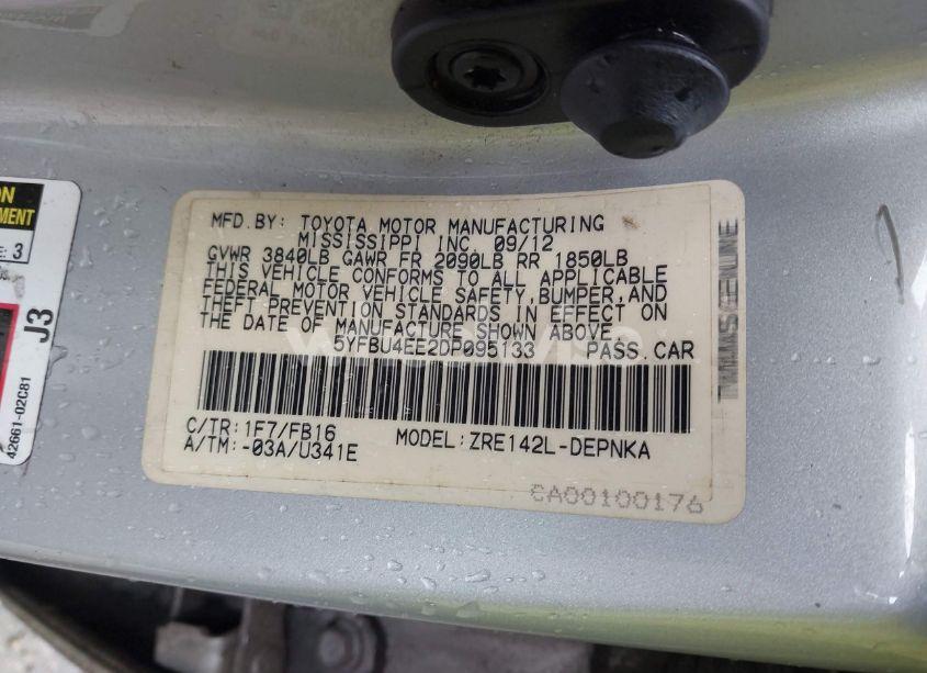 Photo 9 of 2013 Toyota Corolla LE (VIN 5YFBU4EE2DP095133)