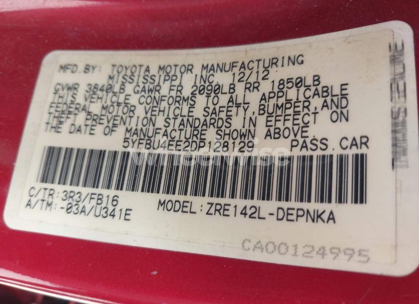 Photo 9 of 2013 Toyota Corolla LE (VIN 5YFBU4EE2DP128129)