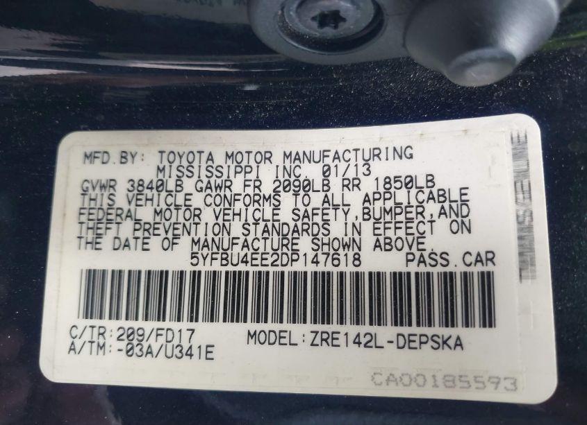 Photo 9 of 2013 Toyota Corolla S (VIN 5YFBU4EE2DP147618)