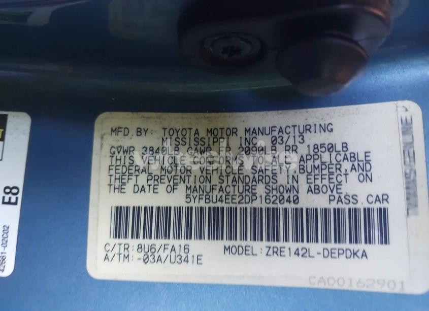 Photo 9 of 2013 Toyota Corolla L (VIN 5YFBU4EE2DP162040)