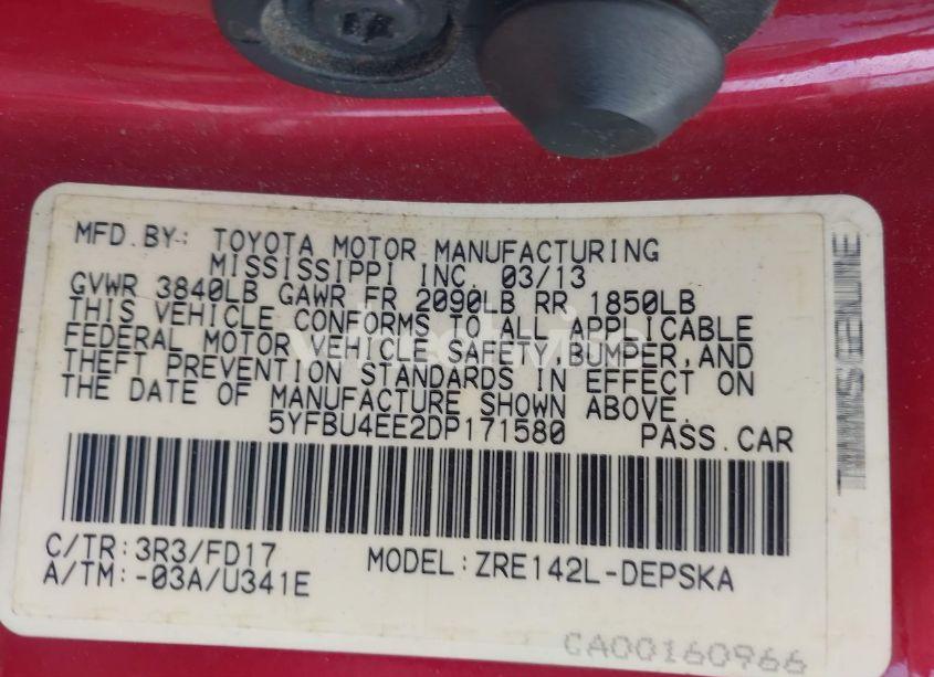 Photo 9 of 2013 Toyota Corolla S (VIN 5YFBU4EE2DP171580)