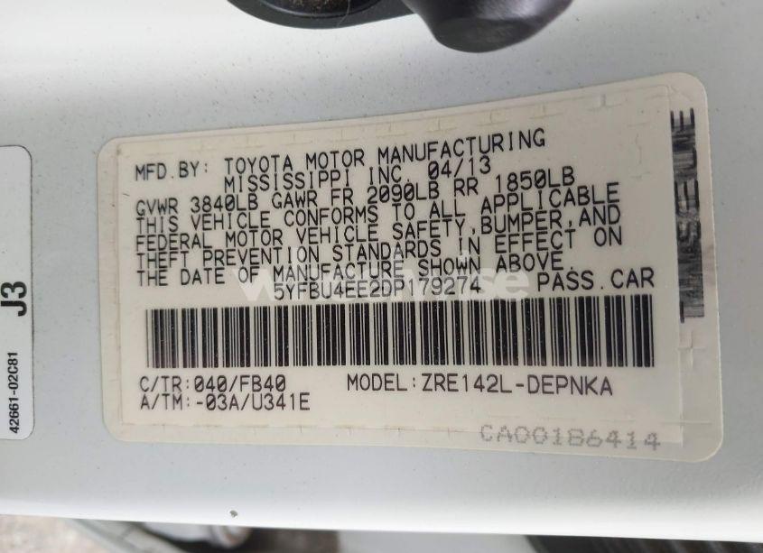 Photo 9 of 2013 Toyota Corolla LE (VIN 5YFBU4EE2DP179274)