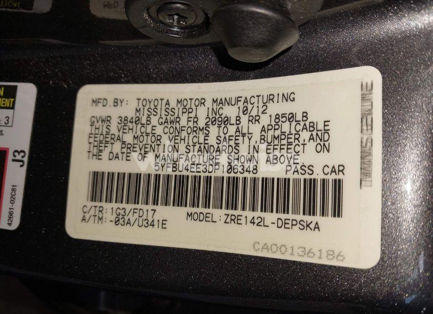 Photo 9 of 2013 Toyota Corolla S (VIN 5YFBU4EE3DP106348)