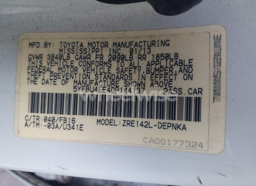 Photo 9 of 2013 Toyota Corolla LE (VIN 5YFBU4EE4DP144137)