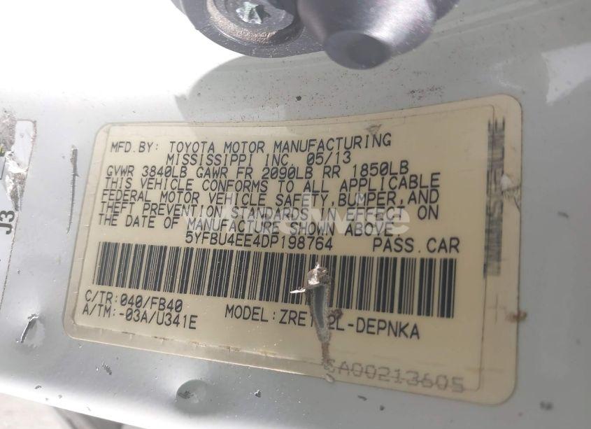 Photo 9 of 2013 Toyota Corolla LE (VIN 5YFBU4EE4DP198764)