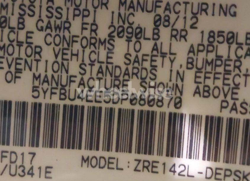 Photo 9 of 2013 Toyota Corolla S (VIN 5YFBU4EE5DP080870)