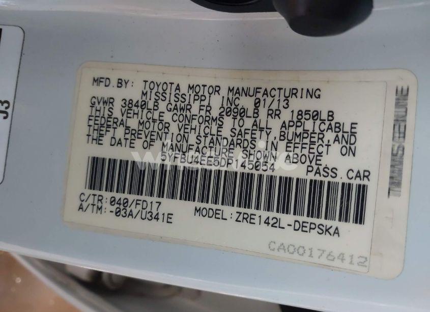 Photo 9 of 2013 Toyota Corolla S (VIN 5YFBU4EE5DP145054)