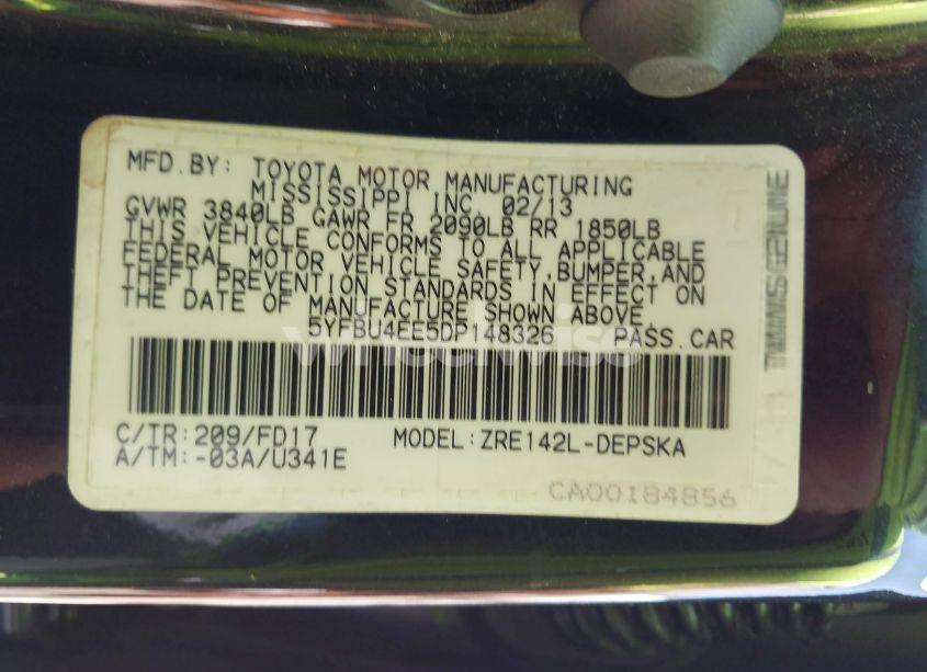 Photo 9 of 2013 Toyota Corolla S (VIN 5YFBU4EE5DP148326)