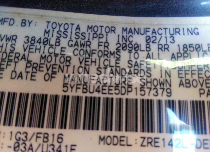 Photo 9 of 2013 Toyota Corolla LE (VIN 5YFBU4EE5DP157379)