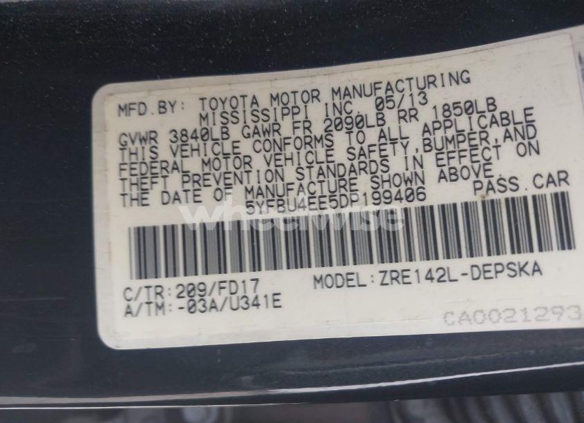 Photo 9 of 2013 Toyota Corolla S (VIN 5YFBU4EE5DP199406)