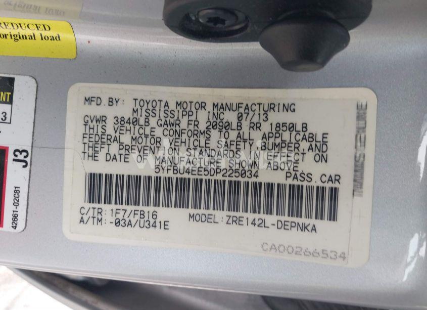 Photo 9 of 2013 Toyota Corolla LE (VIN 5YFBU4EE5DP225034)