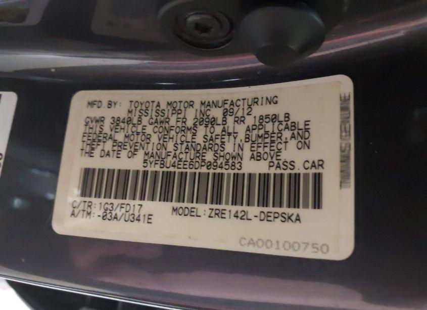 Photo 9 of 2013 Toyota Corolla S (VIN 5YFBU4EE6DP094583)