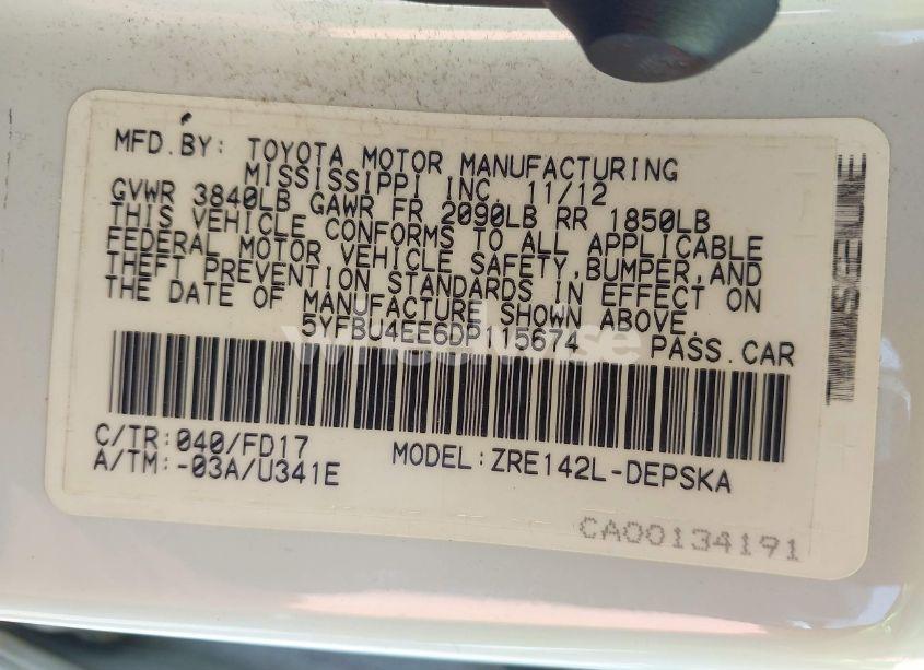 Photo 9 of 2013 Toyota Corolla S (VIN 5YFBU4EE6DP115674)