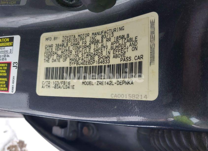 Photo 9 of 2013 Toyota Corolla LE (VIN 5YFBU4EE6DP164633)