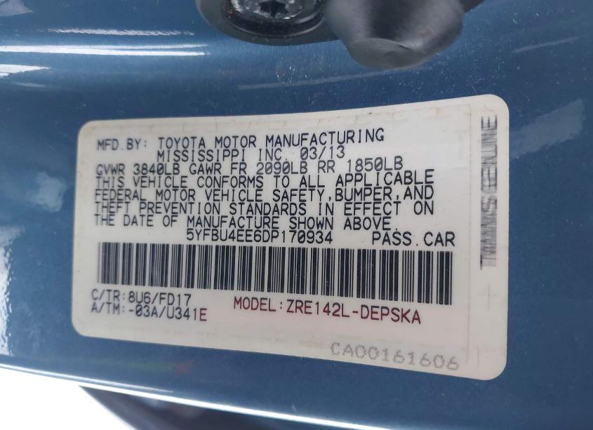 Photo 9 of 2013 Toyota Corolla S (VIN 5YFBU4EE6DP170934)