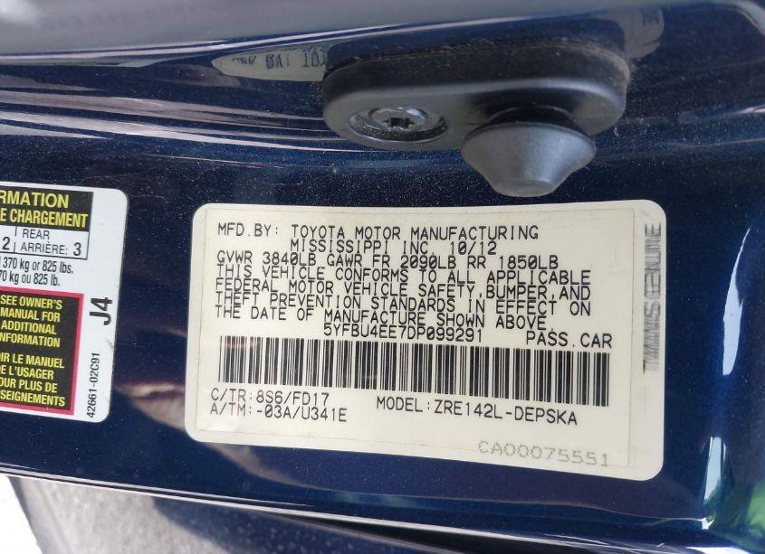 Photo 9 of 2013 Toyota Corolla S (VIN 5YFBU4EE7DP099291)