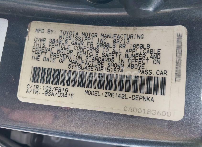 Photo 9 of 2013 Toyota Corolla LE (VIN 5YFBU4EE7DP151874)