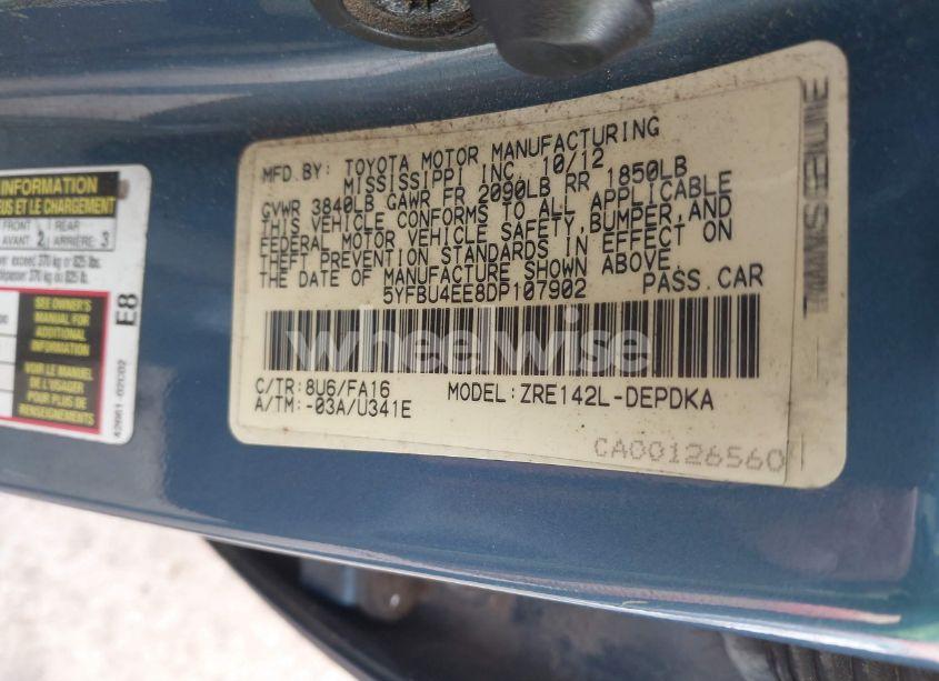 Photo 9 of 2013 Toyota Corolla L (VIN 5YFBU4EE8DP107902)