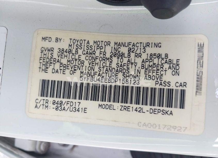 Photo 9 of 2013 Toyota Corolla S (VIN 5YFBU4EE8DP158123)