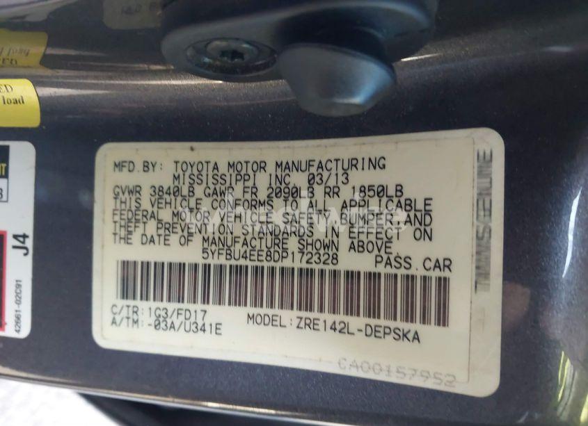 Photo 9 of 2013 Toyota Corolla S (VIN 5YFBU4EE8DP172328)