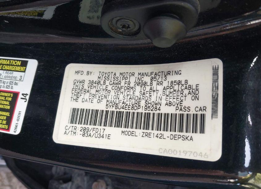 Photo 9 of 2013 Toyota Corolla S (VIN 5YFBU4EE8DP195284)