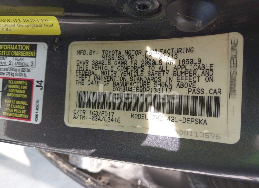 Photo 9 of 2013 Toyota Corolla S (VIN 5YFBU4EE9DP133117)