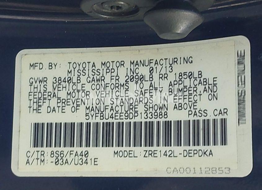 Photo 9 of 2013 Toyota Corolla L (VIN 5YFBU4EE9DP133988)