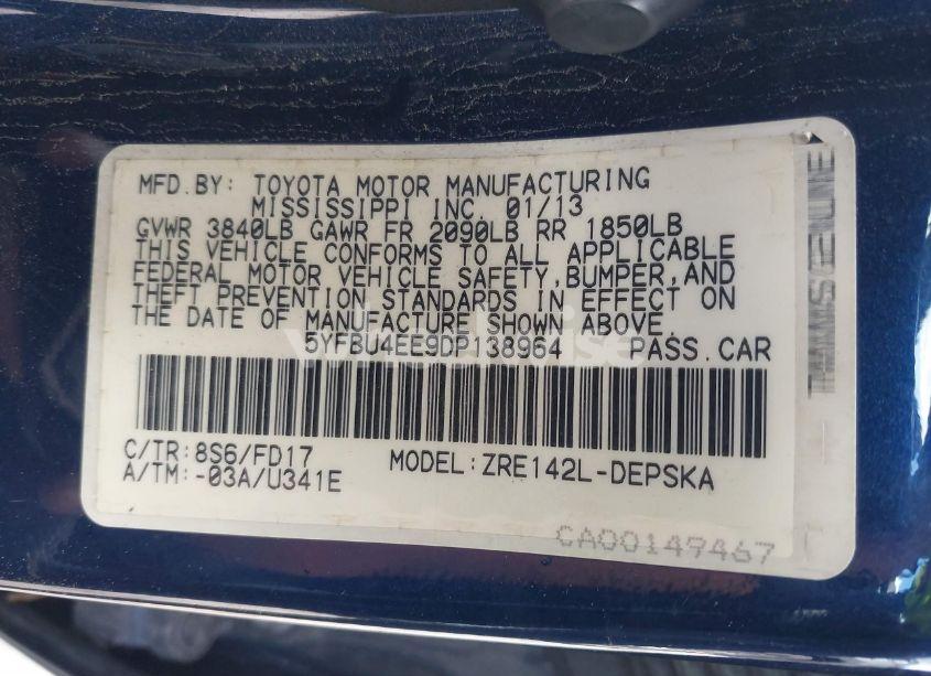 Photo 9 of 2013 Toyota Corolla S (VIN 5YFBU4EE9DP138964)