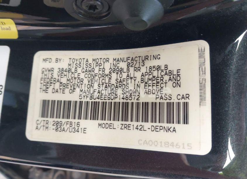 Photo 9 of 2013 Toyota Corolla LE (VIN 5YFBU4EE9DP148572)