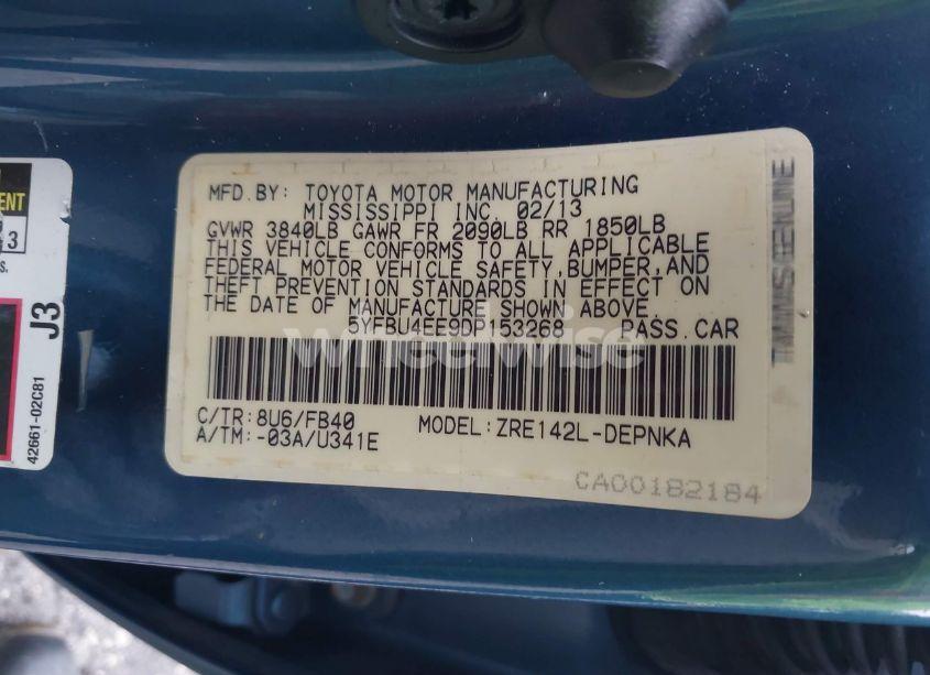 Photo 9 of 2013 Toyota Corolla LE (VIN 5YFBU4EE9DP153268)