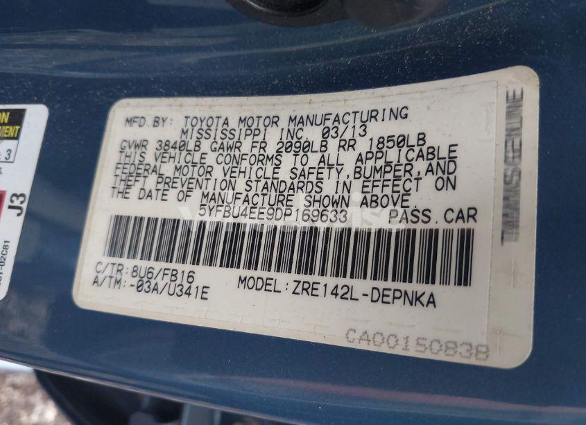 Photo 9 of 2013 Toyota Corolla L/LE/LE SPECIAL EDITION/S/S SPECIAL EDITION (VIN 5YFBU4EE9DP169633)