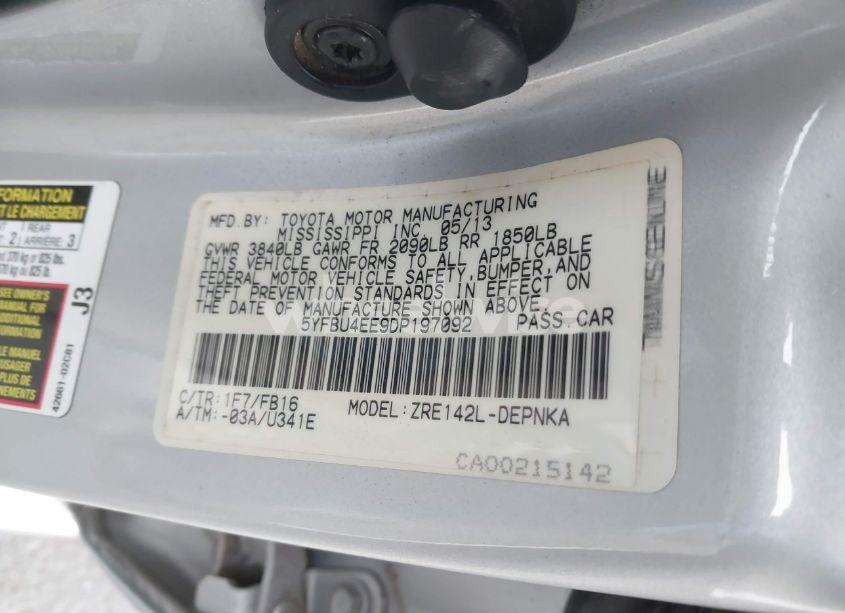 Photo 9 of 2013 Toyota Corolla LE (VIN 5YFBU4EE9DP197092)