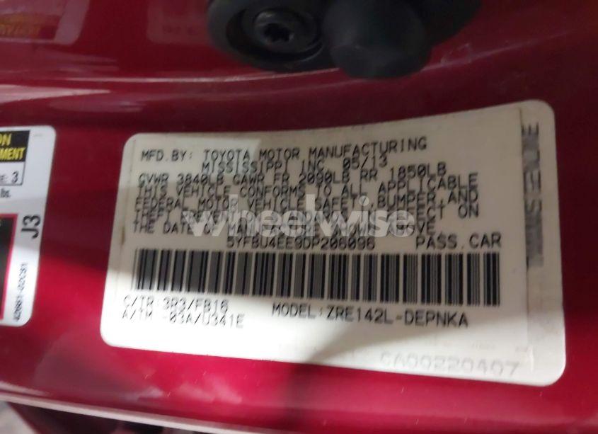 Photo 9 of 2013 Toyota Corolla LE (VIN 5YFBU4EE9DP206096)