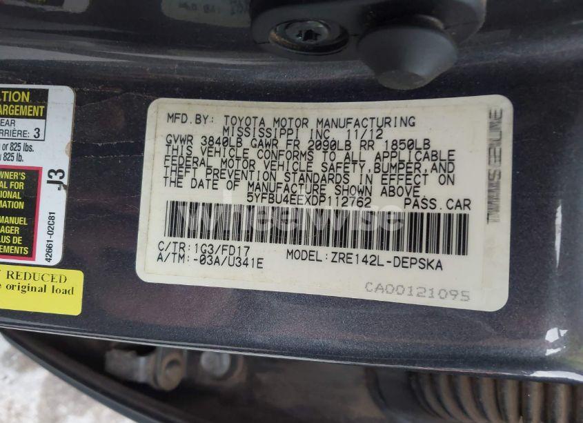 Photo 9 of 2013 Toyota Corolla S (VIN 5YFBU4EEXDP112762)