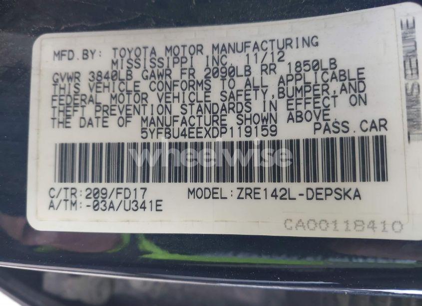 Photo 9 of 2013 Toyota Corolla S (VIN 5YFBU4EEXDP119159)