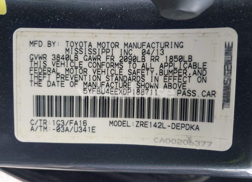 Photo 9 of 2013 Toyota Corolla L (VIN 5YFBU4EEXDP188711)