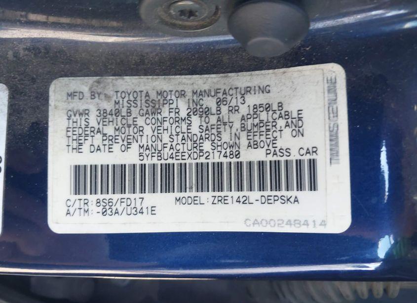 Photo 9 of 2013 Toyota Corolla S (VIN 5YFBU4EEXDP217480)