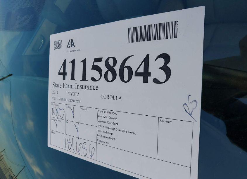 Photo 18 of 2014 Toyota Corolla LE PLUS (VIN 5YFBURHE0EP102249)