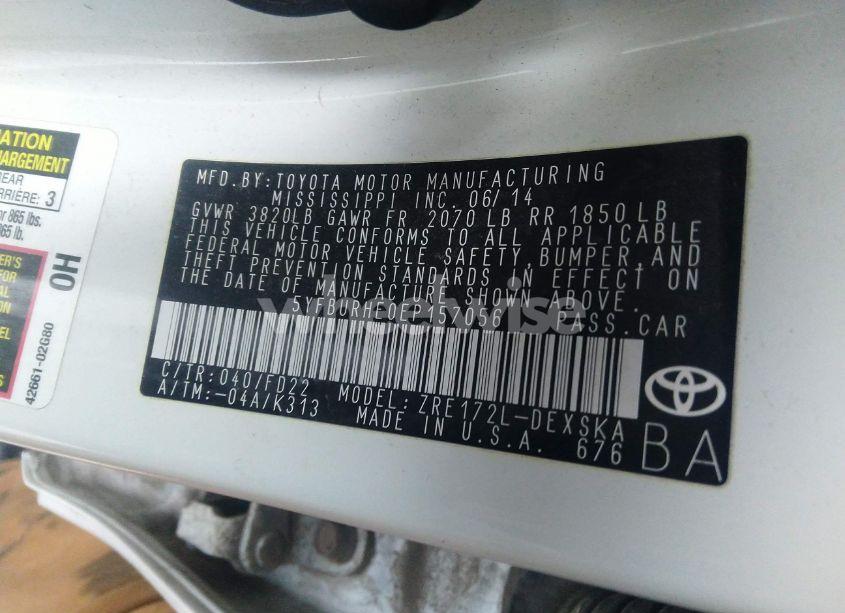 Photo 9 of 2014 Toyota Corolla S PLUS (VIN 5YFBURHE0EP157056)
