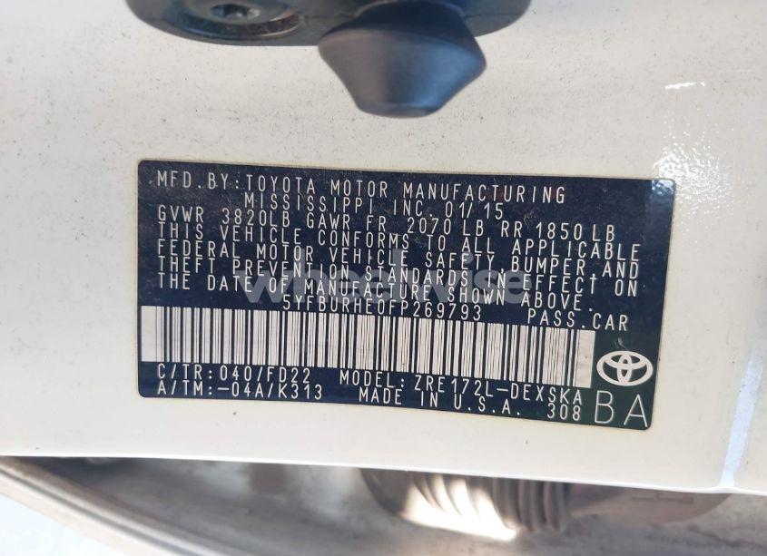 Photo 9 of 2015 Toyota Corolla S PLUS (VIN 5YFBURHE0FP269793)