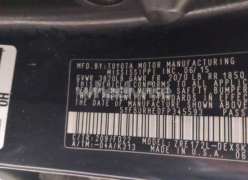 Photo 9 of 2015 Toyota Corolla S PLUS (VIN 5YFBURHE0FP345593)