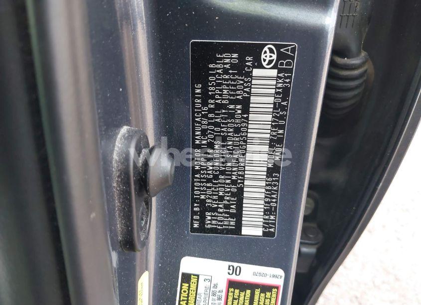 Photo 9 of 2016 Toyota Corolla LE (VIN 5YFBURHE0GP560974)