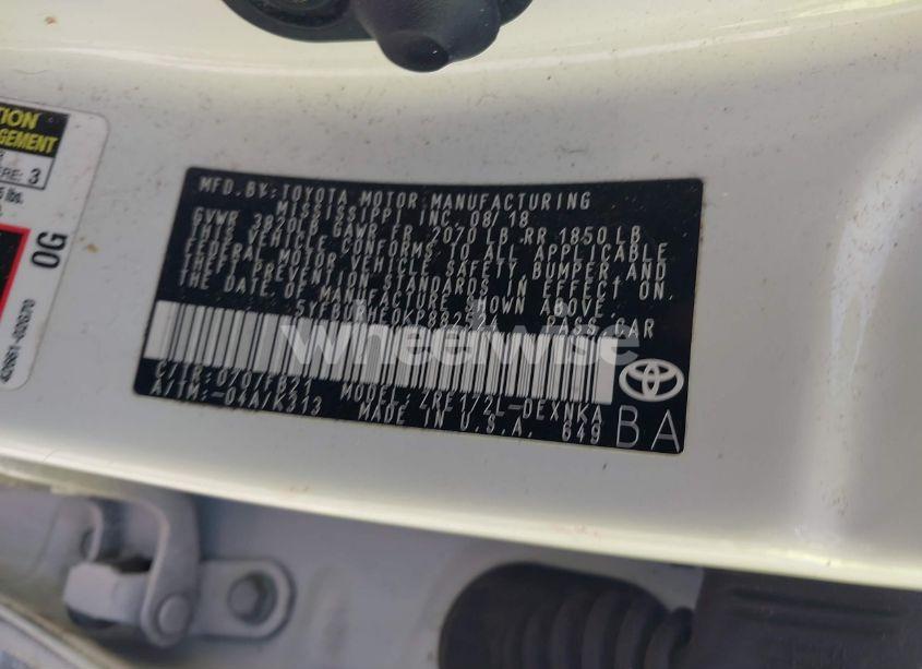 Photo 9 of 2019 Toyota Corolla LE (VIN 5YFBURHE0KP882524)