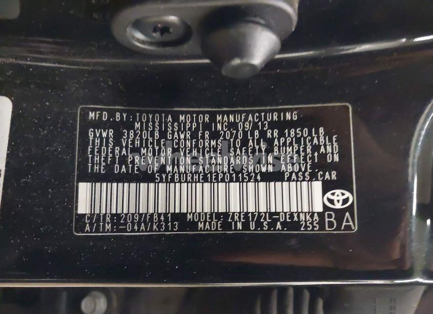 Photo 9 of 2014 Toyota Corolla LE (VIN 5YFBURHE1EP011524)