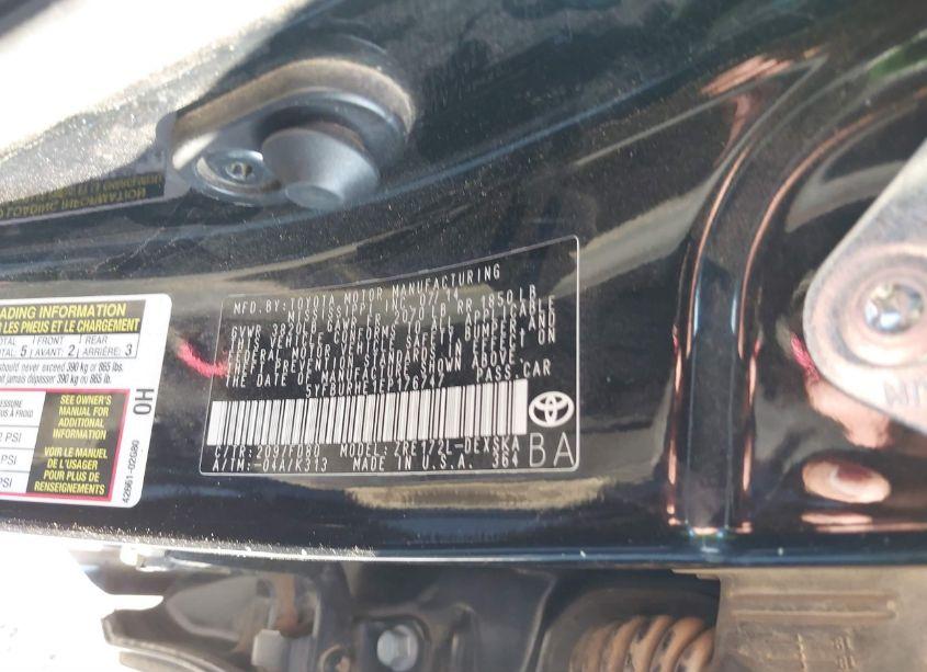 Photo 9 of 2014 Toyota Corolla S PLUS (VIN 5YFBURHE1EP176747)