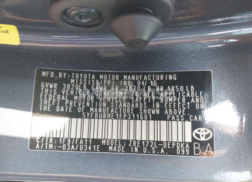 Photo 9 of 2015 Toyota Corolla L (VIN 5YFBURHE1FP311601)