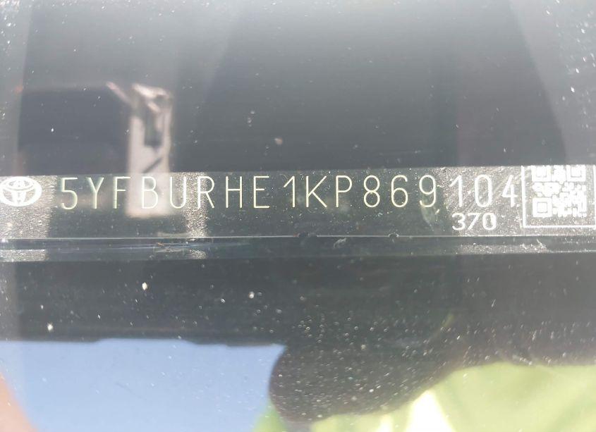 Photo 9 of 2019 Toyota Corolla SE (VIN 5YFBURHE1KP869104)