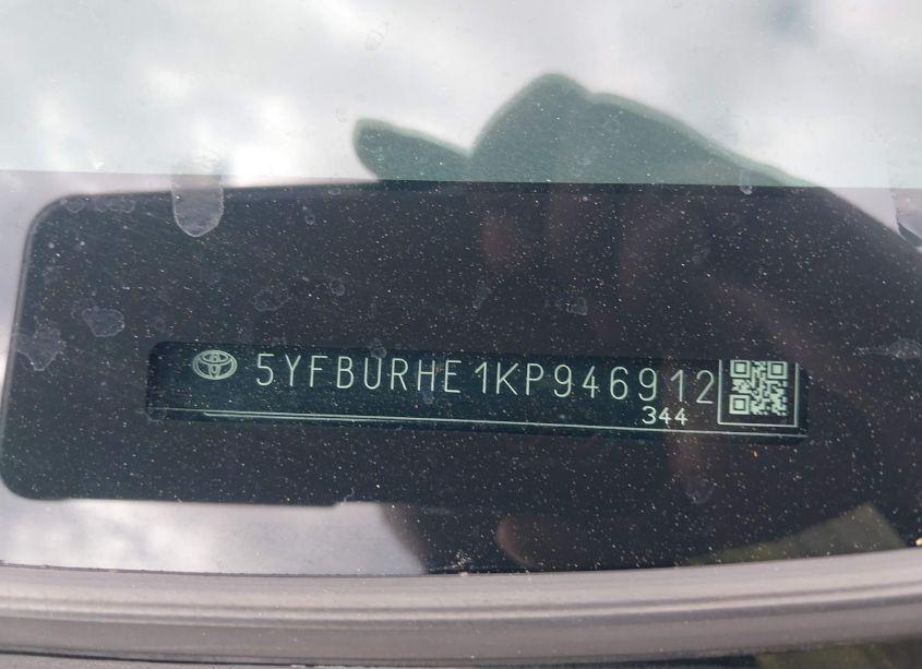 Photo 9 of 2019 Toyota Corolla LE (VIN 5YFBURHE1KP946912)