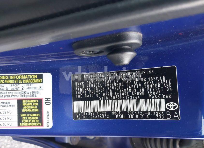 Photo 9 of 2014 Toyota Corolla S PLUS (VIN 5YFBURHE2EP173744)