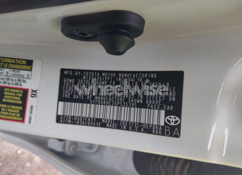 Photo 9 of 2016 Toyota Corolla L (VIN 5YFBURHE2GP535395)